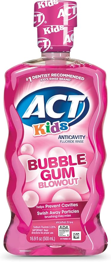 Garden of Life Dr. Formulated Probiotics Organic Kids+ Plus Vitamin C &amp D Berry Cherry Chewables 30 Count &amp ACT Kids Anticavity Fluoride Rinse Bubble Gum Blowout 16.9 fl oz