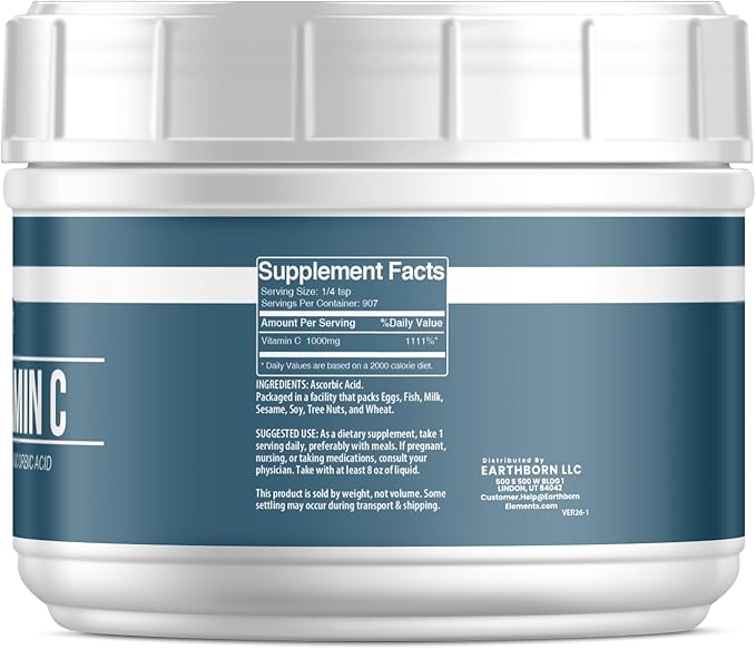 Earthborn Elements Vitamin C Powder (2 lb) Ascorbic Acid Supplement &amp Cleaner