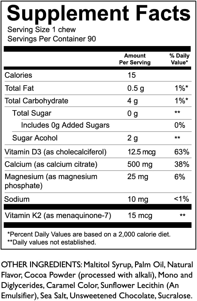 Celebrate Vitamins Bariatric 500mg Calcium Citrate Soft Chews Combo with 500 IU Vitamin D3 – Essential for Gastric Bypass Patients &amp Bone Health - Sugar &amp Gluten Free Caramel Chocolate (90 Ch
