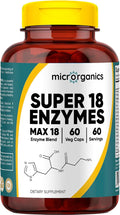 Super 18 Enzymes MAX 18 – Broad-Spectrum Plant-Based Digestive Enzyme Complex – Supports Comfortable Digestion &amp Nutrient Absorption – 60 Vegan Capsules 60 Servings