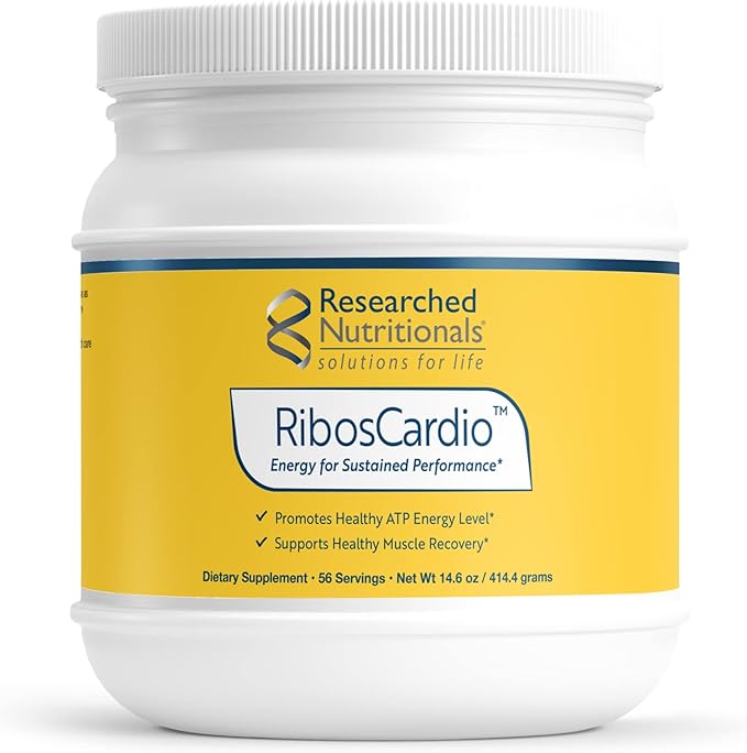 Researched Nutritionals RibosCardio ATP Energy Powder - D Ribose &amp L Carnitine Supplement with Magnesium Malic Acid - Supports Muscle Recovery Heart Health &amp Brain Health (41.4 g)