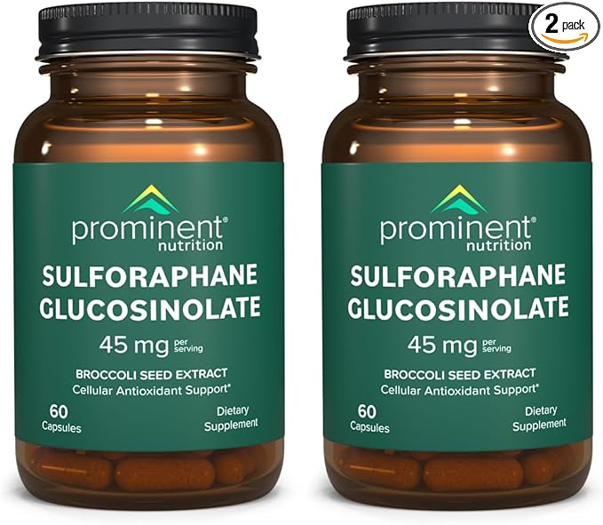 Prominent Nutrition Sulforaphane Glucosinolate Supplement Cellular Antioxidant Support Sulforaphane Supplement 45 mg 30 Day Supply - 2 Pack