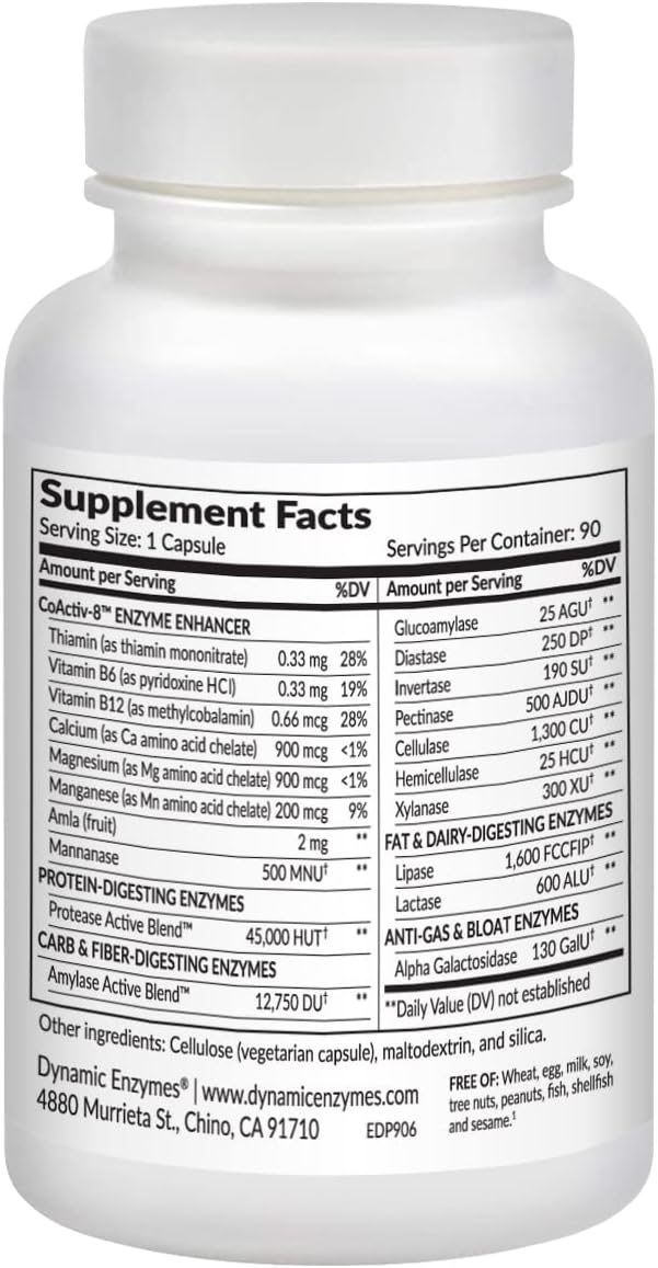 Eat E-Z Digestive Enzymes – Broad-Spectrum Enzyme Blend for Proteins Carbohydrates Fats Dairy &amp Fiber – Supports Digestive Comfort &amp Occasional Bloating – 90 Capsules