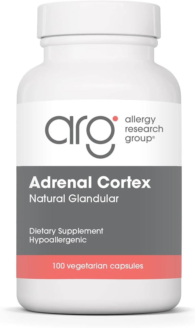 Allergy Research Group ARG Adrenal Cortex - Supports Healthy Stress Response &amp Metabolism - Delivers 100 mg Freeze-Dried Bovine Adrenal Cortex Tissue - 100 Capsules