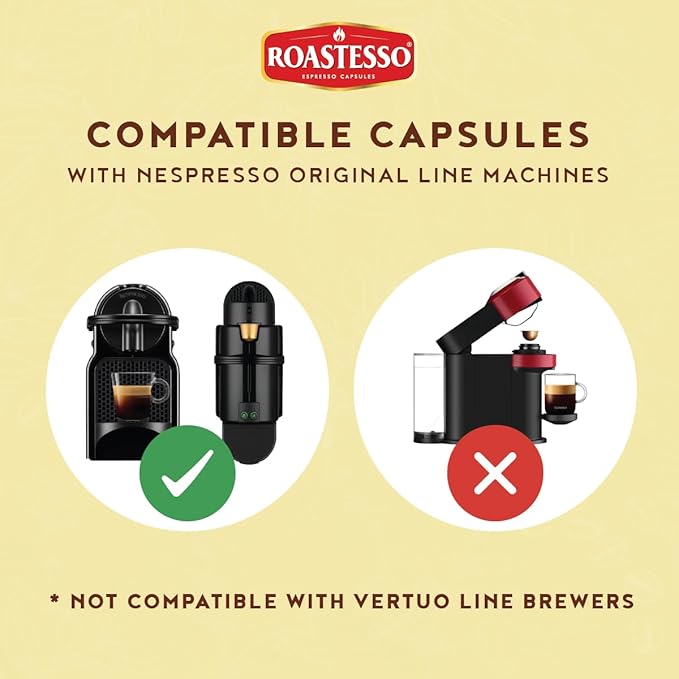 Roastesso Aluminum Espresso Capsules French Vanilla Natural Flavored Coffee Compatible with Nespresso Original Machines Medium Roast Intensity 7 Recyclable Coffee Pods Packed in USA (40 Count)