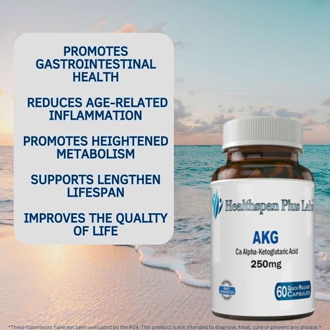 Ca AKG (Calcium Alpha-Ketoglutarate) Capsules 250mg 60 Count