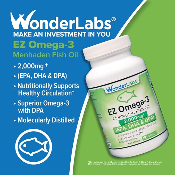 Atlantic Menhaden Fish Oil Omega-3 2000 mg Burpless Made in The USA Perfect Balance of EPA+ DHA + DPA 90 Softgels