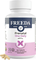 FREEDA Prenatal Vitamin - Kosher Prenatal with Iron Methylfolate (Bioavailable Folic Acid) Choline &amp Vitamin D - One Daily Multivitamin for Pregnant &amp Lactating Women (100 Count)