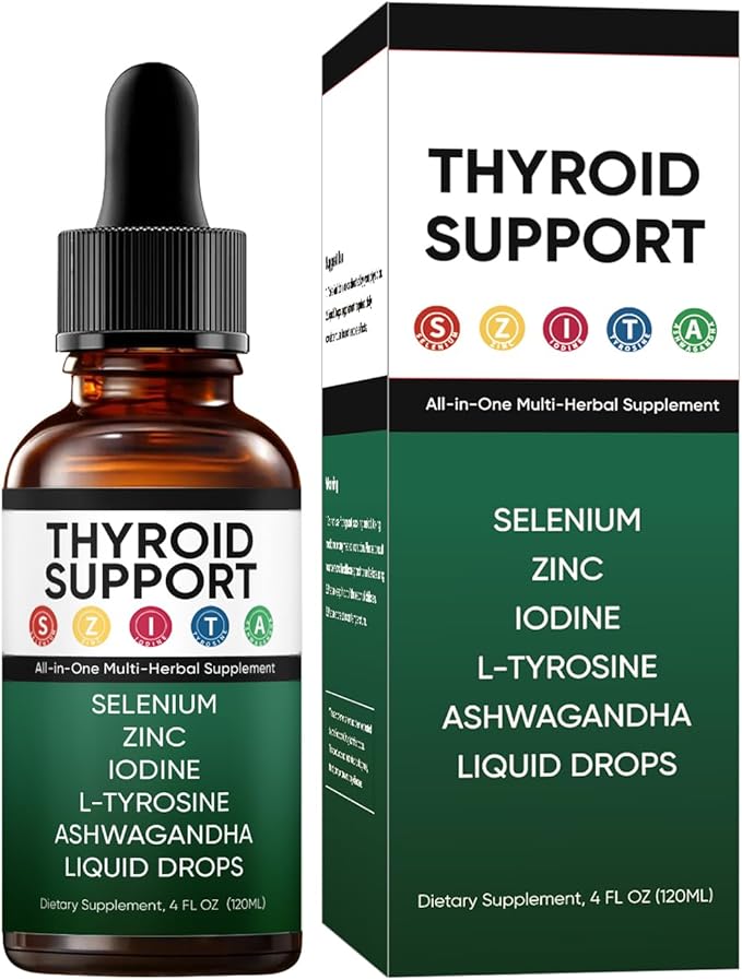 Kindled Thyroid Support Drops Actora Thyroid Support Liquid Supplement with Selenium Zinc Iodine L-Tyrosine Ashwagandha - 4 fl. oz. (120mL) (1)