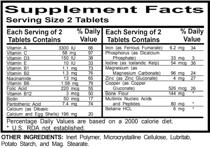 Multiplex-Multivitamin Including Nucleic Acid and Peptides
