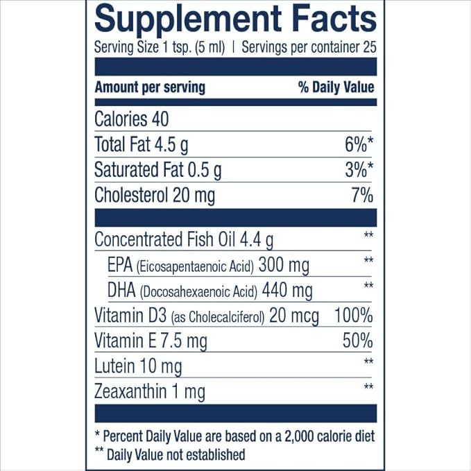 Wiley's Finest Cod Liver Oil - Orange Flavored Omega-3 Fish Oil Supplement - 765mg Omega-3s - 4.23 Oz (25 Servings)