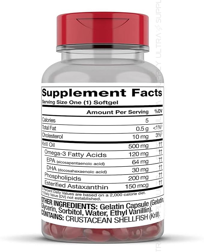Members Mark Krill Oil (160 Count) Extra Strength Antarctic Omega-3 500 mg | Heart Health Support Enhanced Absorption No Fishy Aftertaste | MSC-Certified Pure Antarctic Source