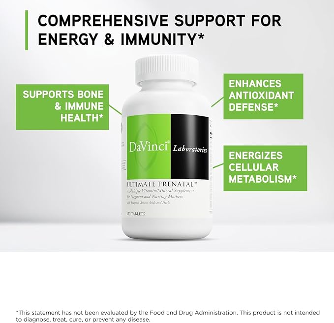 DaVinci Labs Ultimate Prenatal - Nutritional Supplement for Pregnant Women and Nursing Mothers to Support Healthy Pregnancy and Lactation* - With Vitamins Minerals Amino Acids and More - 150 Tablets