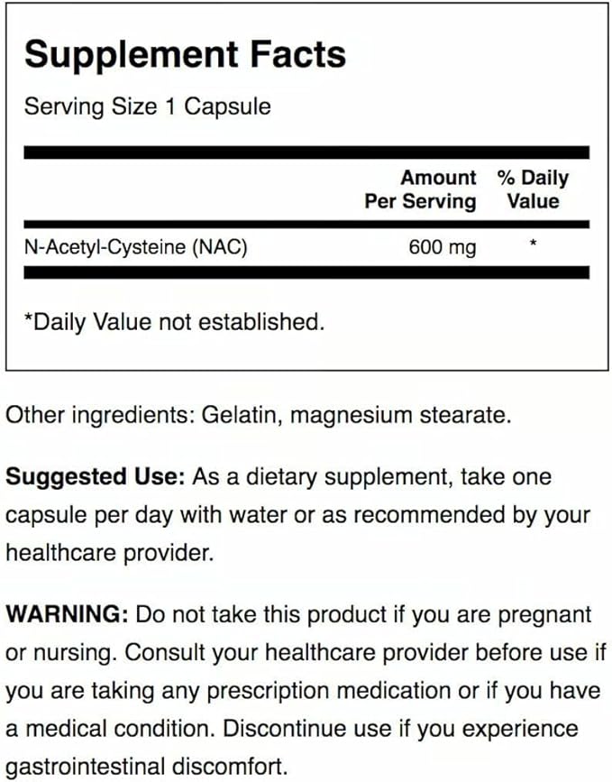 Swanson NAC N-Acetyl Cysteine Liver Health and Antioxidant Supplement for Adults Seeking Detox and Free Radical Support - 600 mg (100 Vegan Capsules 3 Pack)