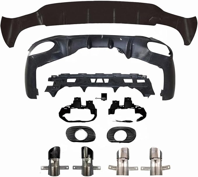 ABS Rear Bumper Lip Diffuser with Exhaust Compatible for Mercedes Benz CLA Class W118 C118 CLA180 CLA200 CLA250 CLA35 CLA45 AMG 2020 2021 (Color : Silver 45 Style)