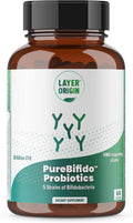 Layer Origin PureBifido Probiotics with 5 Strains of Bifidobacteria for Seeding Gut Microbiome and Boosting Your Gut Health 30 Servings HMO-Prebiotic Responding Strains