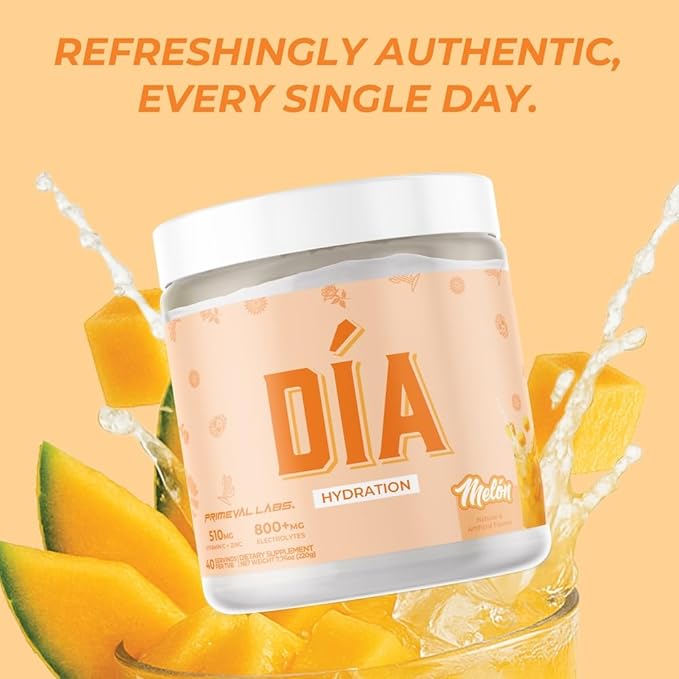 DIA Hydration Electrolyte + Immunity Powdered Drink Mix | Latino Aguas Frescas Flavors | Vitamin C Zinc &amp Taurine | Low Sugar 1 gram per serving | Daily Hydration Drink Mix | 40 Servings | Melon
