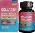 Collagen Peptides Types I II III V &amp X 64000 MCG 14 in 1 Biotin Keratin Hyaluronic Acid Magnesium MSM Grape Seed Vitamin A C &amp E Black Pepper Quercetin Folate Zinc (90 Veggie C