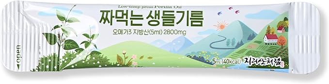 Premium Korean Perilla Seed Oil Sticks - 100% Raw Cold-Pressed Perilla Oil - Plant-Based Vegan Omega-3 - Convenient Single-Serve Packs for On-The-Go - Traditional Korean Ingredient - 5ml x 30 Sticks