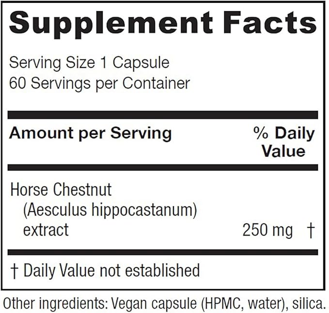 Vitanica Horse Chestnut Promotes Vein and Capillary Strength &amp Circulation Vegan 60 Capsules