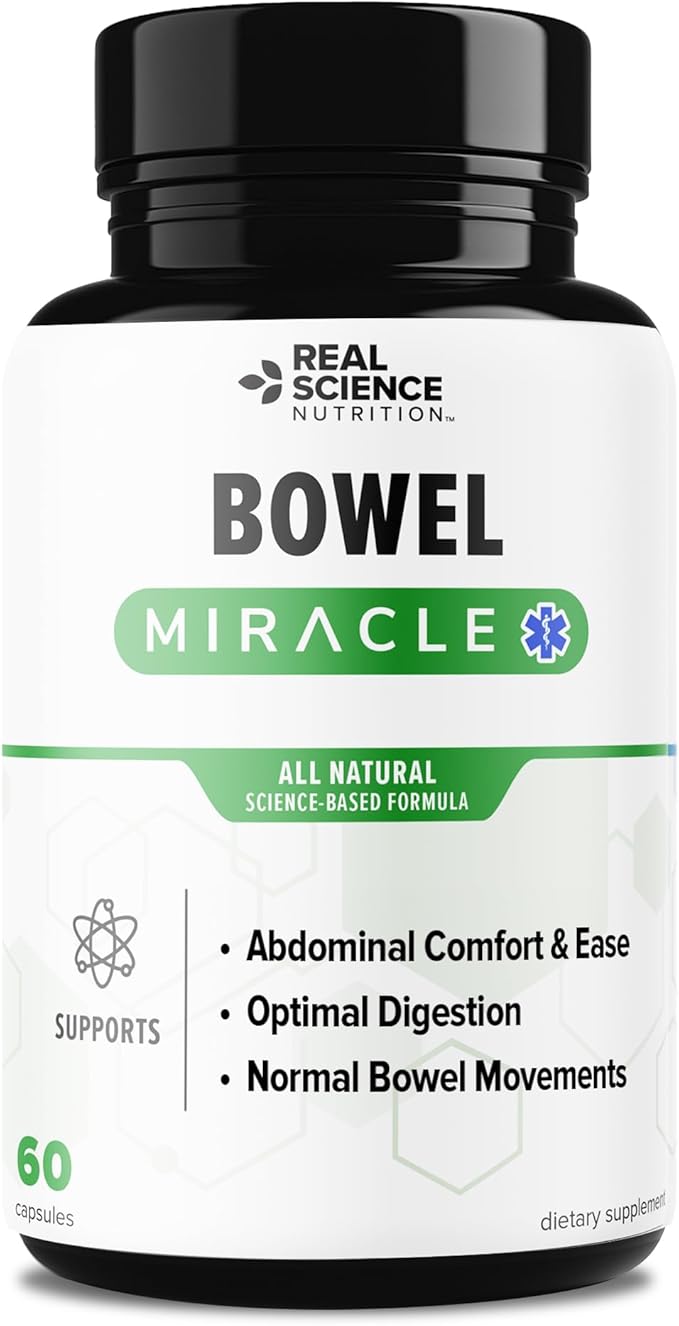 Real Science Nutrition Offers Bowel Miracle: Natural Solution for Gut Health Abdominal Discomfort Lower Bowel Formula Aiding IBS and Chronic Bloating