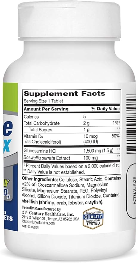 21st Century Glucosamine Daily Complex + Vitamin D3 Coated Tablets - 60 Tablets Pack of 3