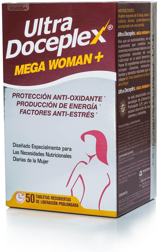 Ultradoceplex Mega Woman+ (50 Tablets) - Antioxidant Protection Energy Production Anti-Stress Factors | Daily Nutritional Support for Women