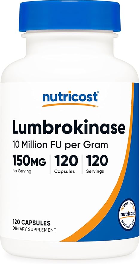 Nutricost Lumbrokinase Capsules 150 mg (120 Capsules) - Gluten-Free GMO-Free 3rd Party Tested
