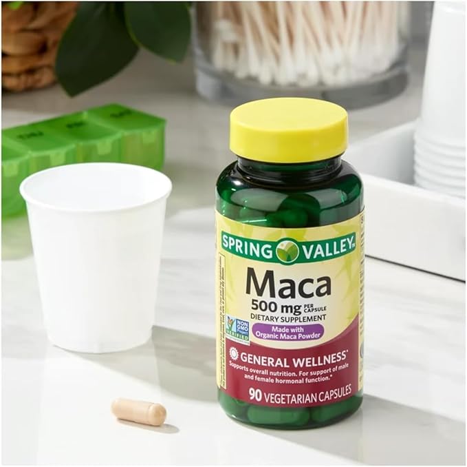Generic Spring Valley Maca Root 500mg Capsules Organic Maca Root for Women and Men + Exclusive VitaMax Vitamin Guide (2 Items)