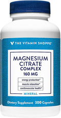 The Vitamin Shoppe Magnesium Citrate 160MG - Muscle Relaxation Bone Health &amp Energy Production Highly Absorbable (300 Capsules)