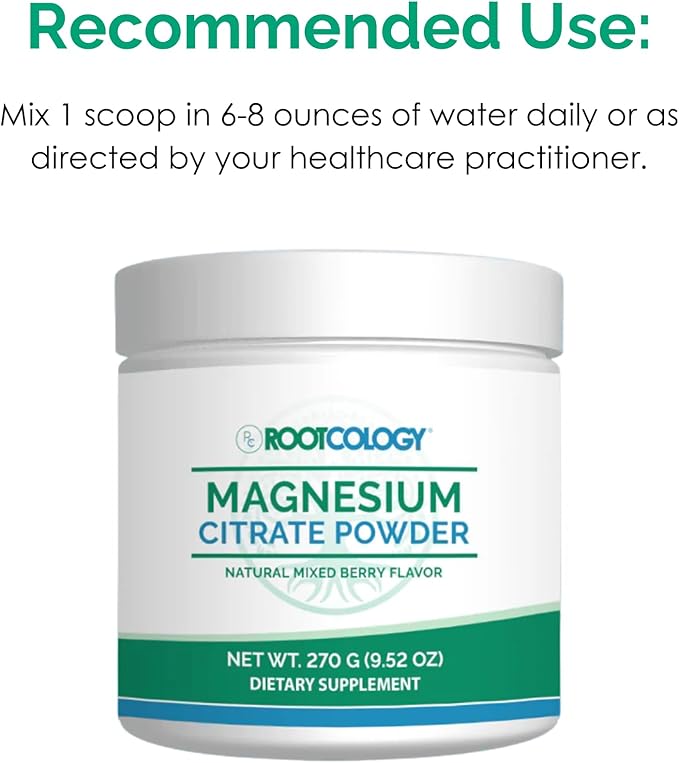 Rootcology by Dr. Izabella Wentz | Magnesium Citrate Powder | 300mg Magnesium for Relaxation and Regularity Support | Natural Mixed Berry Flavor | 270g / 60 Servings