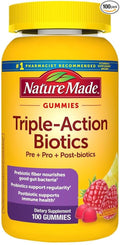 Nature Made Triple Action Biotic Gummy 100 Gummies Combined Prebiotic Probiotic and PostBiotic 50 Day Supply