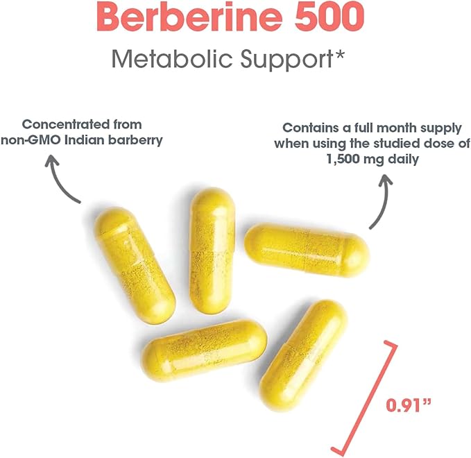 Allergy Research Group Berberine 500mg Supplement - Multi-Faceted Metabolic Support Supports Healthy Cholesterol Indian Barberry Root Hypoallergenic Vegetarian Capsules - 90 Count