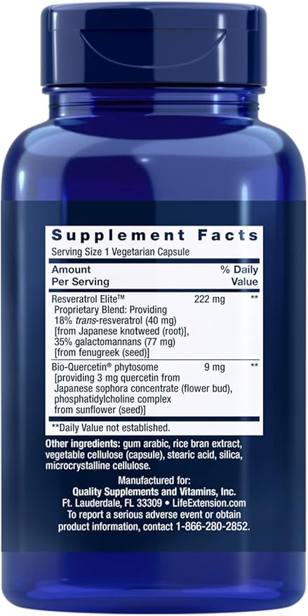 Life Extension Optimized Resveratrol Elite 60 Capsules &amp Taurine 1000mg 90 Capsules Bundle