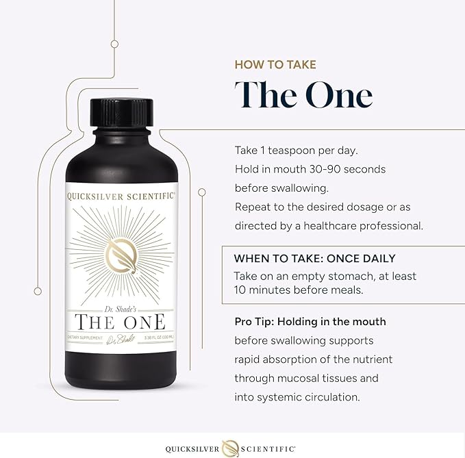 Quicksilver Scientific The ONE Mitochondrial Elixir - Mitochondria Supplement to Support Cellular Health with Phosphatidylcholine Resveratrol Reishi Mushroom &amp CoQ10 Liquid (3.38 Fl oz / 100ml)