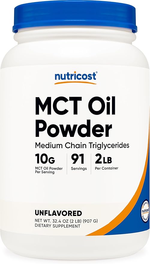 Nutricost Premium MCT Oil Powder - Best for Keto Ketosis and Ketogenic Diets - Non-GMO and Gluten Free… (2 LB (Unflavored))