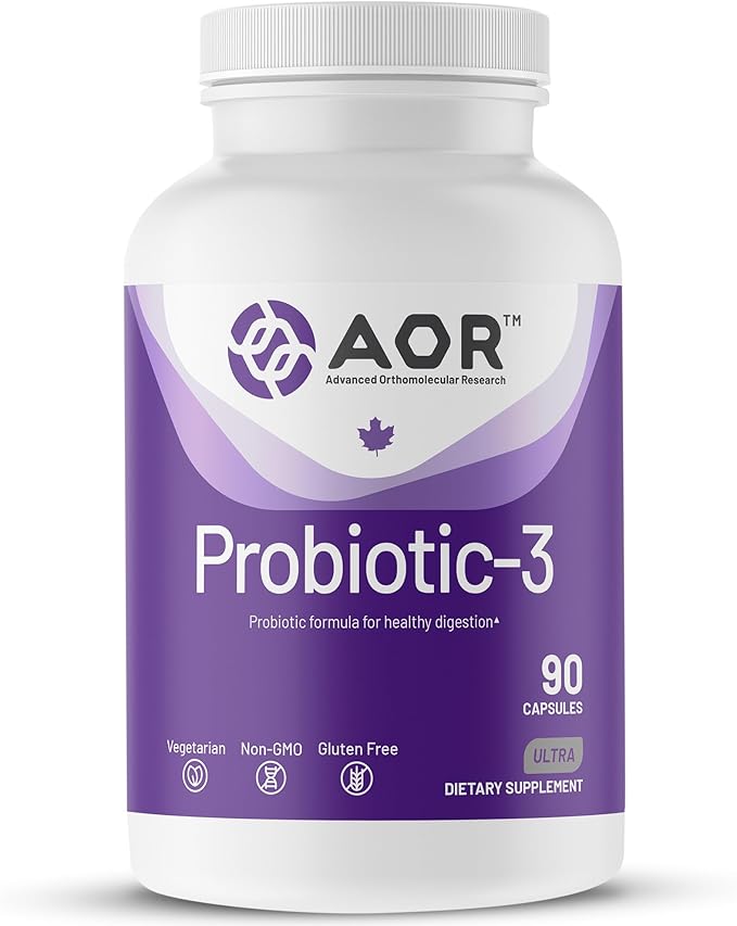 AOR Probiotic 3 90 Capsules – 30-45-Day Supply for Daily Digestive Balance &amp Gut Health Shelf-Stable Gluten-Free Non-GMO