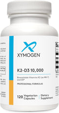 XYMOGEN K2-D3 10000 - Vitamin D3 K2 - Bioavailable Vitamin D 10000 IU (Cholecalciferol) with MK-7 - Heart Arterial Bone Health + Immune Support Supplement (120 Capsules)