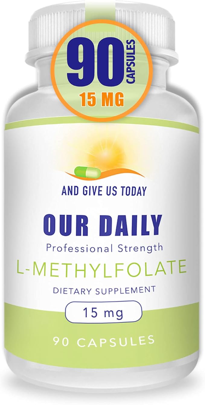 Our Daily Vites L-Methylfolate 15mg/15000mcg – Active 5-MTHF Folate Supplement – High Potency Methyl Folate – Supports Energy &amp Overall Wellness – Vegan Non-GMO Capsules – 90 Servings