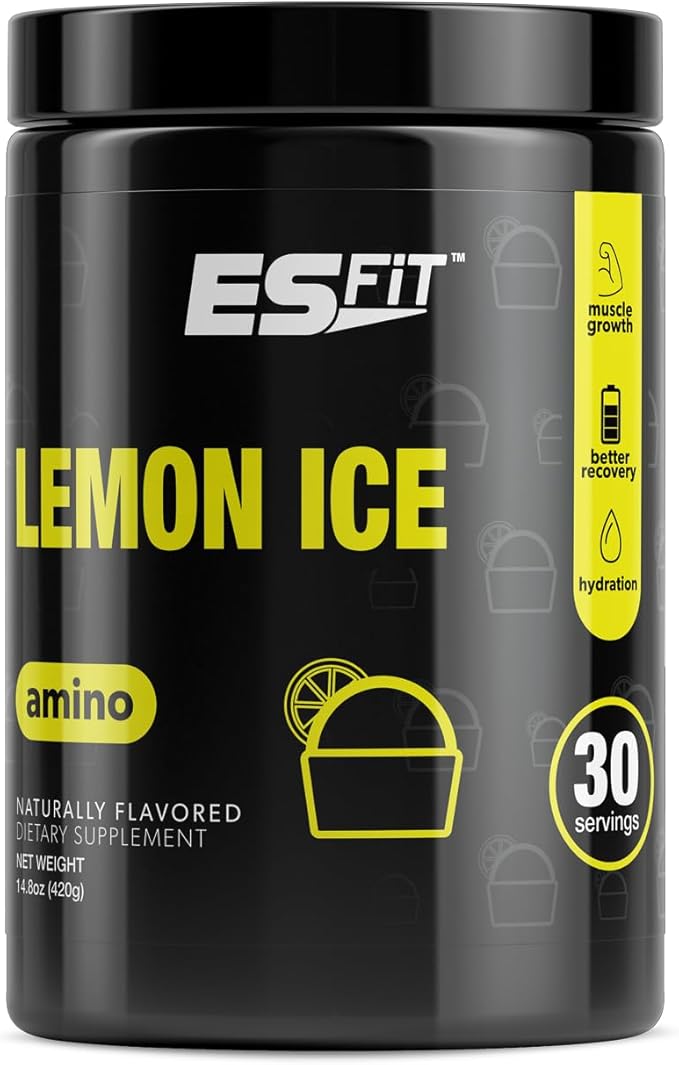 Amino Powder - Pre and Post Workout with Electrolytes - BCAA 2:1:1 Ratio Amino Acids Superior Taste Tested and Certified Lemon Ice 30 Servings