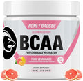Honey Badger BCAA + EAA Amino Acids Powder BCAAs + L-Glutamine Keto Vegan Sugar Free for Men &amp Women Hydration &amp Post Workout Muscle Recovery Drink Mix Pink Lemonade 30 Servings