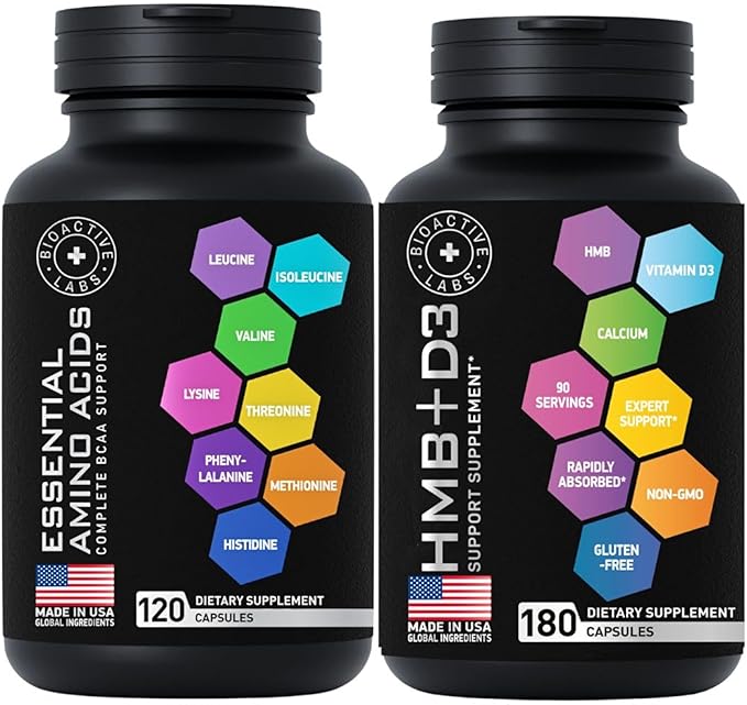 Essential Amino Acids Complex and HMB and Vitamin D3 - Power and Recovery Bundle