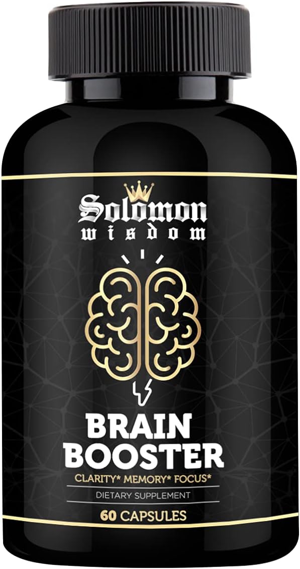 SOLOMON WISDOM Brain Booster – Nootropic Dietary Supplement for Memory Boost – 60 All-Natural Capsules to Enhance Focus &amp Improve Concentration &amp Clarity
