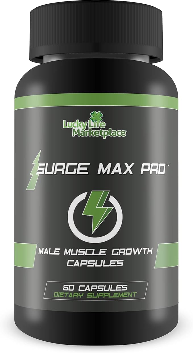 Surge Max Pro - Muscle Growth Formula - Enhance Power Strength Stamina &amp Energy - Explosive Muscle Pump - Big Gains - Aid Oxygen &amp Nutrient Delivery to Muscles - L-Arginine - Build Muscle M