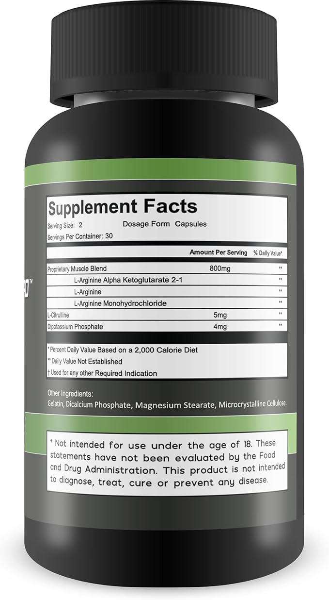 Surge Max Pro - Muscle Growth Formula - Enhance Power Strength Stamina &amp Energy - Explosive Muscle Pump - Big Gains - Aid Oxygen &amp Nutrient Delivery to Muscles - L-Arginine - Build Muscle M