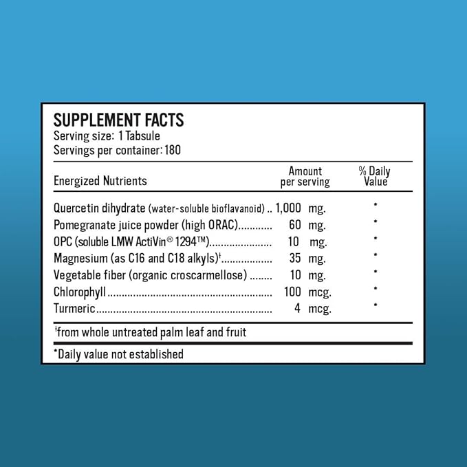 Alkaline for Life Quercetin 1000mg Tablets – Quercetin Dihydrate with Pomegranate + OPC Grape Seed Extract Antioxidant Supplement Water Soluble Plant Based Non GMO 180 Tablets