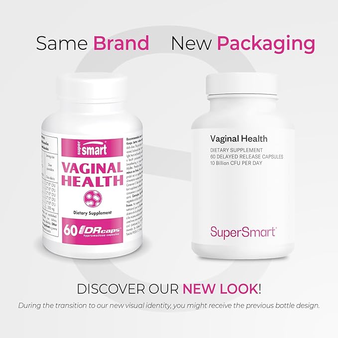 Supersmart - Vaginal Health - Prebiotic &amp Probiotic (with Lactobacillus Acidophilus) - Intimate Hygiene &amp Flora for Women | Non-GMO &amp Gluten Free - 60 DR Capsules