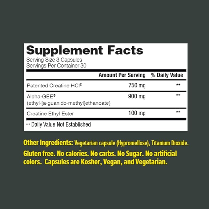 CON-CRET Creatine HCl + Muscle Recovery with Alpha-GEE® Supports Muscle Recovery Reduces Soreness Restores Muscle Health 90 Capsules