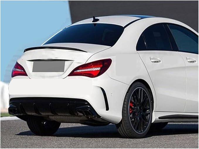 Compatible for CLA Class W117 CLA260 CLA45 AMG 2013-2018 PP Rear Bumper Lip Diffuser Spoiler with Exhaust Rear Lip Skid Plate(2013-2015 Black)