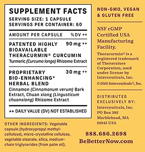 Better Curcumin - Theracurmin Curcumin 90 mg - 27X Bioavailable Turmeric* - High Absorption Low Dose (3 Bottles)